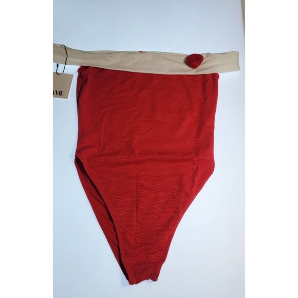 SAME Los Angeles One Piece Swimsuit Womens  Color  Suede Cream/Black Size Large - Picture 1 of 5